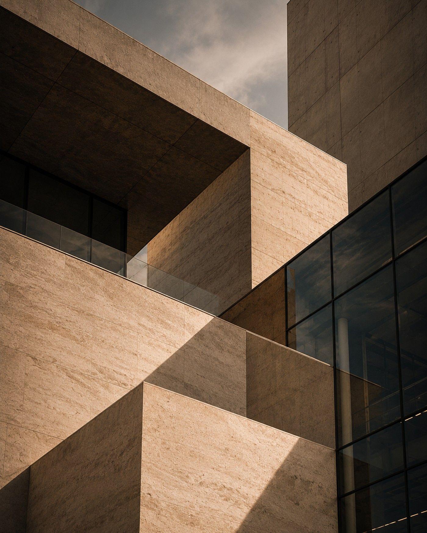 Tall architectural composition representing a European commercial building