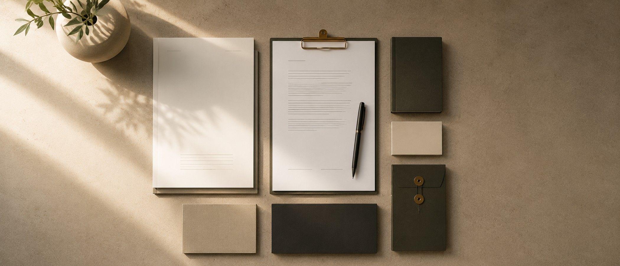 Printed market data, commercial plans and project notes arranged on a table
